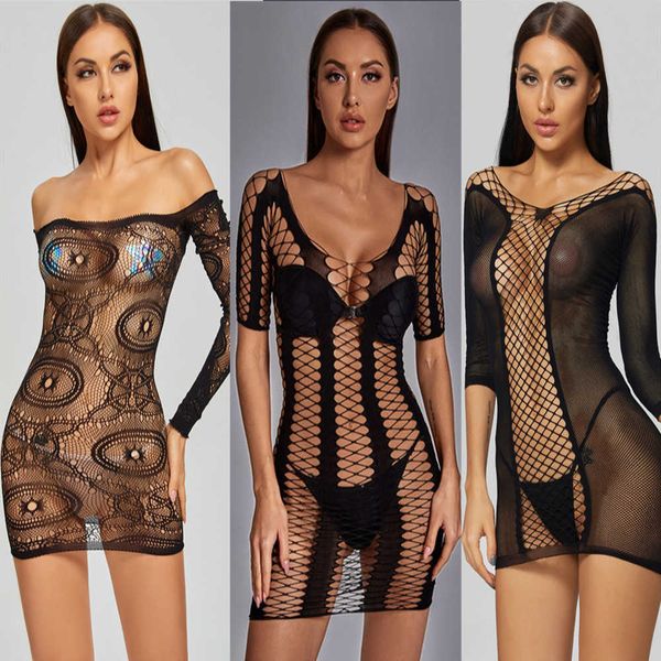 Sexy lingerie vestidos erótico quente porno trajes sexuais roupas underwear feminina malha negra elástica intimates bodysuit kimino pijama quente