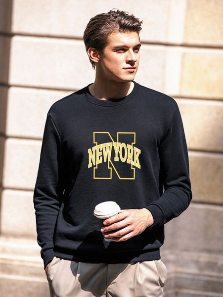 

men letter graphic round neck pullover c0yx#, Black