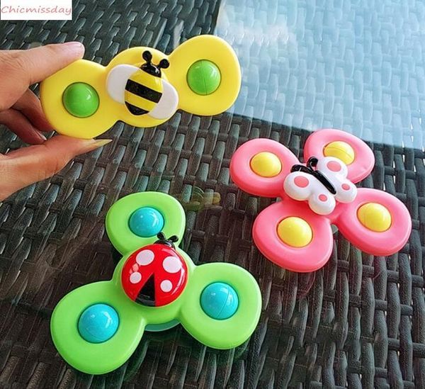 

US STOCK New upgraded version of revolving insect revolving Le baby fingertip top revolving flower sucker Baby Bath Toy FY4472