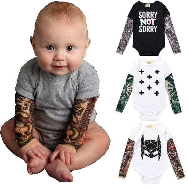 Детская одежда с татуировками Боди Унисекс Комбинезон для новорожденных 100% хлопок с длинным рукавом Одежда для недоношенных Рубашки для мальчиков Костюмы 210309