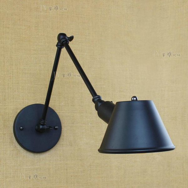 

vintage loft industrial adjustable sconce wall lights for bedroom long swing arm flexible wall lamp black lighting fixtures e27