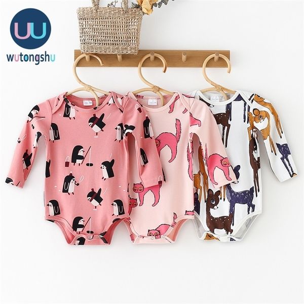 Onesie animal menino macacão meninas luva longa 0-24m algodão recém-nascido roupas de bebê natal 210309