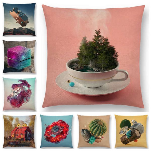 

print bright colorful world amazing scenery cushion cover suspension gorgeous spar metal sofa throw pillow case