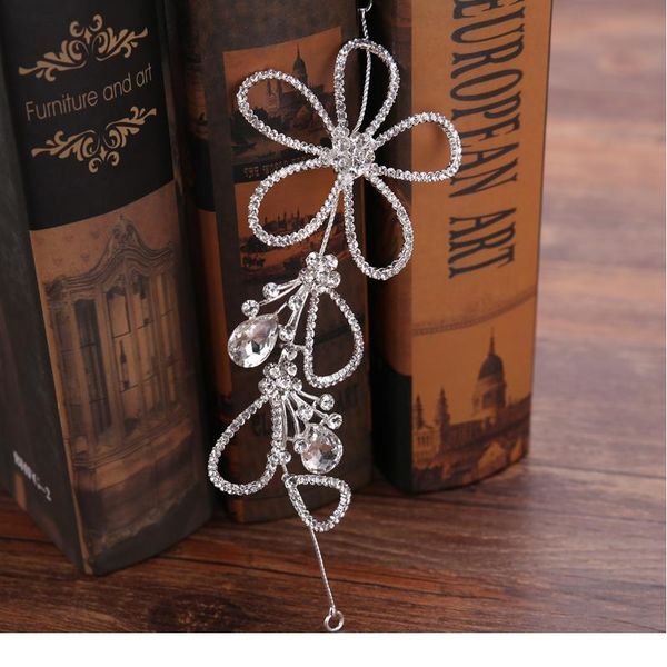 

trendy silver color flower rhinestone crystal wedding headband hairpins bridal tiara women hair jewelry wedding hair acc jllikq