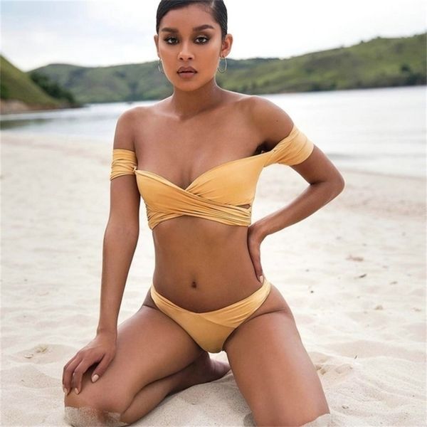 

two piece set swimsuit off shoulder strapless two piece swimsuit push up padded female swimwear indoor viatage retro bathing suits