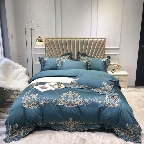 

luxury embroidery bedding set 1000tc egyptian soft comfortable duvet cover bed sheet pillowcases 4pcs home textile