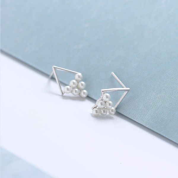 

yhe050 japanese and us s925 silver ins pearl geometric triangle earrings femininity ol silver ear nail earrings, Golden