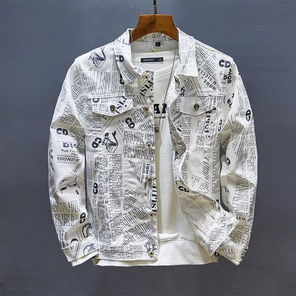 

men's jackets hip hop fashion printed jeans jacket men cotton casual streetwear short style denim coat for spring, Black;brown