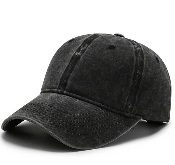 

ball cap retro style washed denim cotton adjustable faded snapback hat visor plain big kids caps 14colors, Yellow