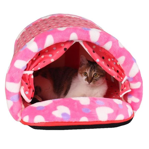 

cat beds & furniture cotton tunnel winter princess warm camp for house soft yellow pink pet puppies small dogs home with cushion supplies