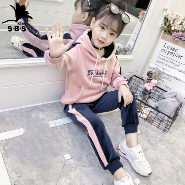 

clothing sets sports girls clothes set gold velvet suit hoodies+pants 2 pcs spring children's teenager 1-8 years1, White