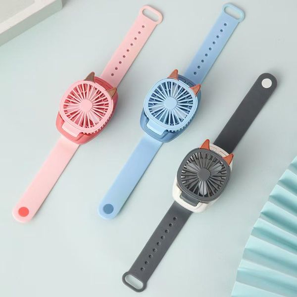 

electric fans portable usb wrist fan mini watch ventilator led light rechargeable cute cat pet air cooling sports kids children gift