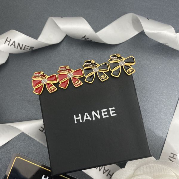 

designer earrings jewellerywomen's bow red and black two color lady temperament classic celebrity simple atmosphere small frag m1hv, Silver