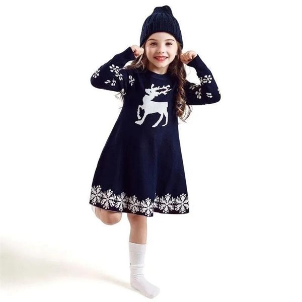 

girl's dresses 3-11 years children knitted sweater dress blue red long sleeve christmas party for girls toddler baby winter clothes, Red;yellow
