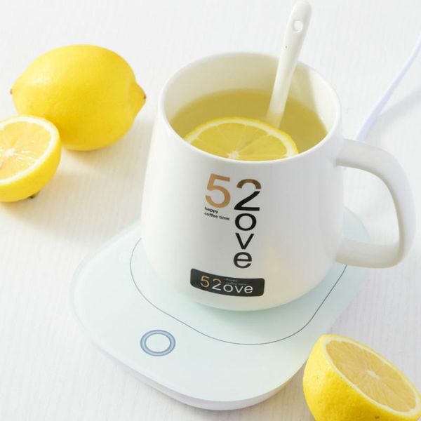 

220v ceramic reheatable mat mugs warmable milk coffee baby bottle 55 degree thermostatic cups travel warm drinkware sets