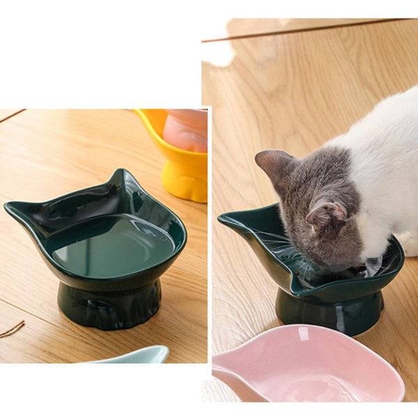 

cat bowls & feeders cute bowl high foot dog pet food water anti-overturning binaural feeding cup feeder