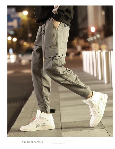 

street clothes, black elastic waistband bands, jogging pants, male hip pants 12of