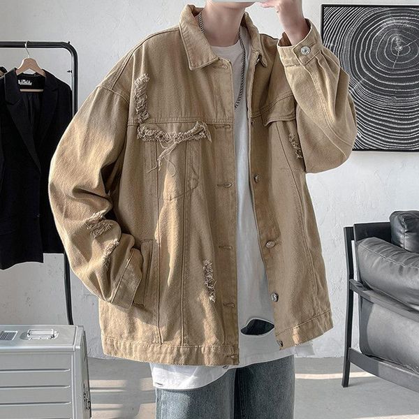 

men's jackets denim jacket spring loose student's frock coat, Black;brown