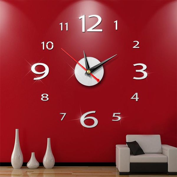 

wall clocks modern large 400mm 3d mirror surface clock sticker home office room diy decor