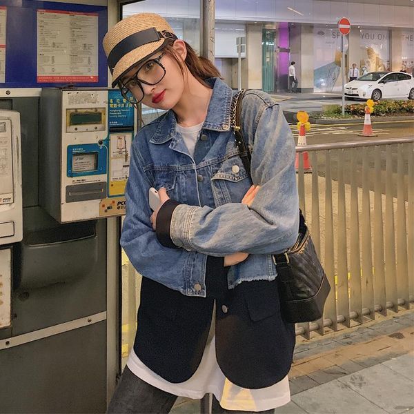 

women's jackets xuxi 2021 spring women fashion chest strike color coat streetwear temper south korea release wild cover tide fz0761, Black;brown