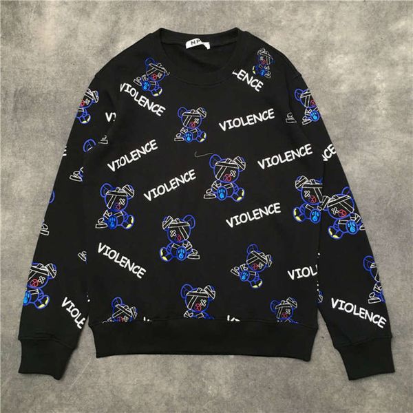 

New Designer Luxury Men No Violence Angels Bear Hoodies Hoody Hooded Sweatshirts Flowers Cato Drake Fat Fleece Street Hip Hop Palm, Black