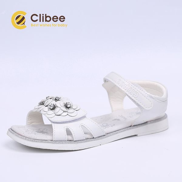 

clibee girl open-toe flower sandals kids comfort beach shoes with leather arch support insole cute fashion flat princess shoes 210226, Black;red