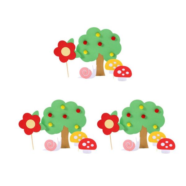 

15pcs forest style cake ers cartoon tree flower mushroom snail cake decor creative adornments lovely tree snail pi