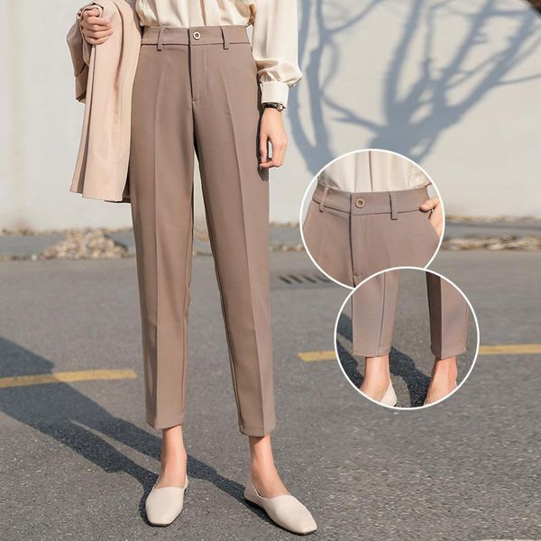 

women's pants & capris nine point suit small large straight tube loose casual leg trousers eight pipe, Black;white