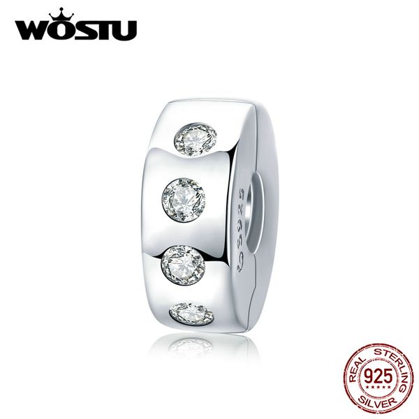 

wostu 100% 925 sterling silver simple round ser spacer zircon beads fit original bracelet charms pendant diy jewelry ctc165 q0531, Black