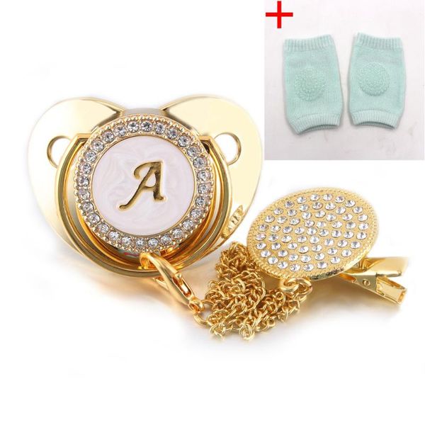 

pacifiers# 26 name initial letter bling baby pacifier with 1 pair knee pad set