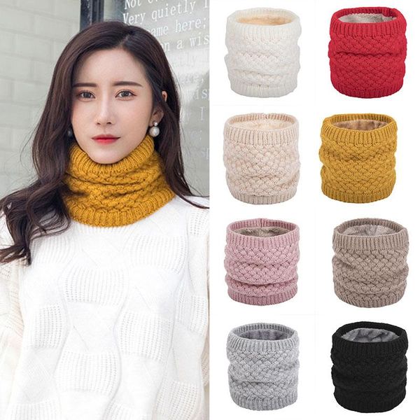 

scarves winter men women warm knitted ring thick elastic knit mufflers children neck warmer boys girl plush scarf collar, Blue;gray