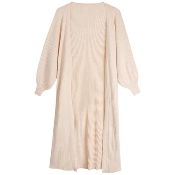 

2021 new korean spring summer long cardigans woman sweater long coats trendy lady thin knitted sweater loose female outerwear, White