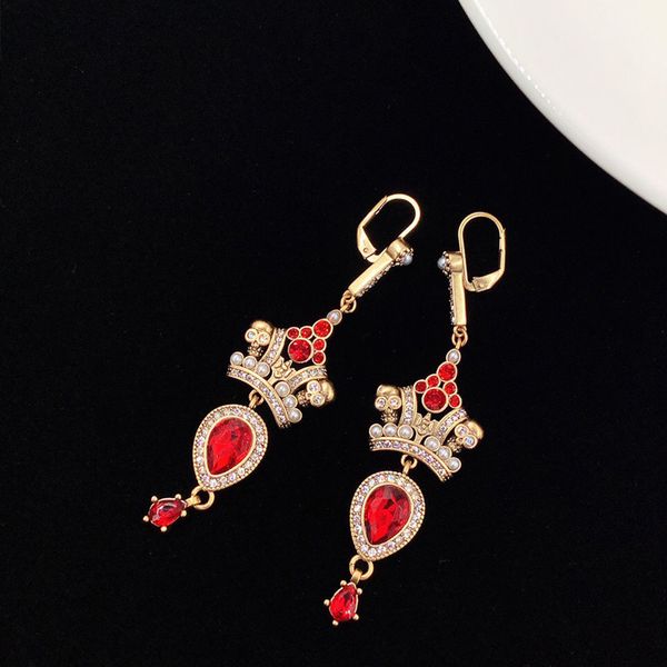 

( m retro k baroque red diamond earrings fashion luxury designers earrings., Silver