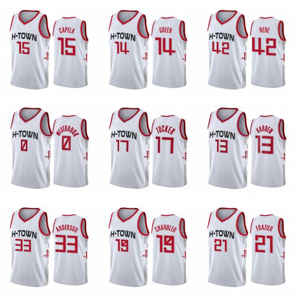 

custom 2021 00 custom 17 tucker 13 harden 33 anderson 15 capela 14 green 42 nene 0 westbrook basketball jersey men women youth jerseys, Black;red