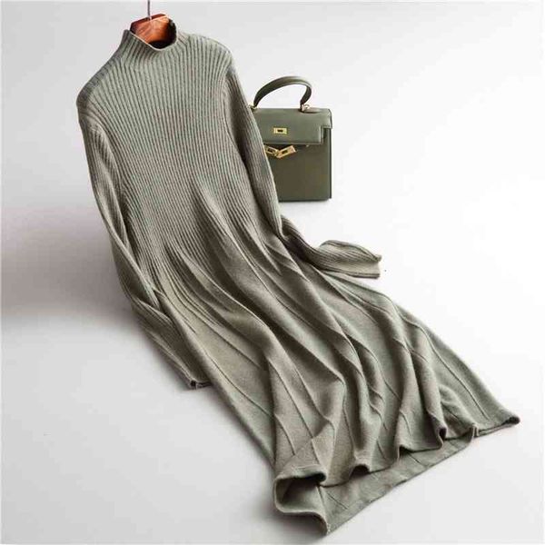 

women's sweaters stand collar pullovers long dress knitting winter femme tricot pull jnlu, White;black
