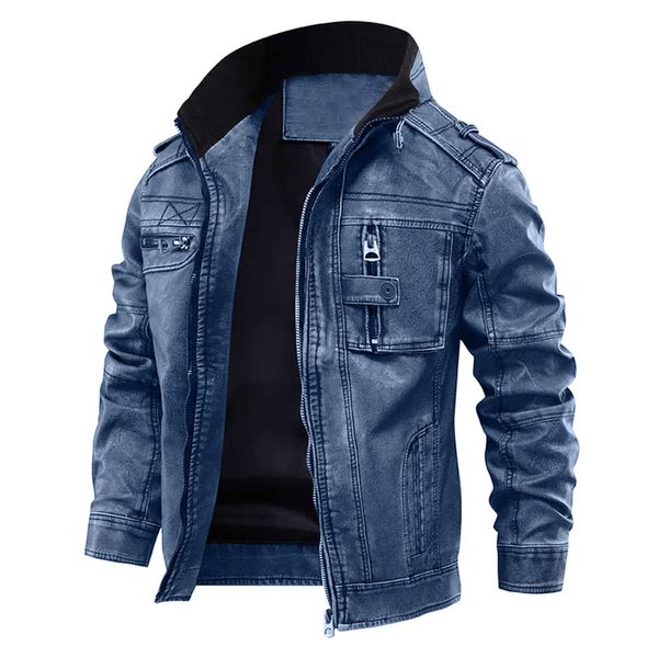 

mens pu jacket leather coat autumn slim faux leather motorcycle jackets stand collar coats male drop shipping, Black
