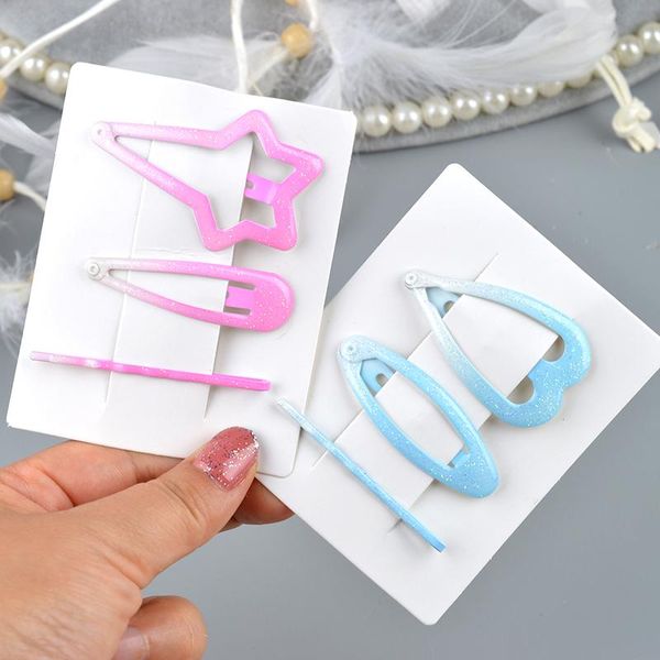 

3 new children cute colorful love simple girls ornament hair clips kids lovely alloy barrettes hairpins child hair accessories, Slivery;white