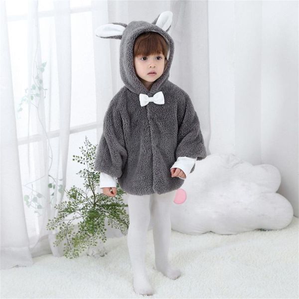 

jackets toddler baby boys girls windproof winter fleece coat cartoon ears thicken warm hooded cloak, Blue;gray