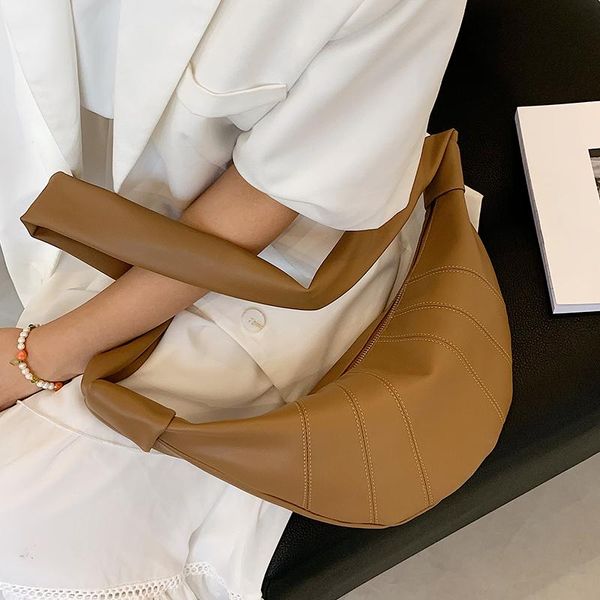 

evening bags 2021 summer soft pu leather large capacity underarm shoulder bag female trendy handbag solid color luxury designer big tote