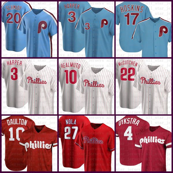 

10 jt realmuto philadelphia custom phillie baseball jersey bryce 20 mike schmidt 3 harper 27 aaron nola 17 rhys hoskins 22 mccutchen multi, Blue;black