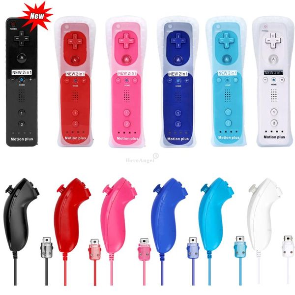 

game controllers & joysticks 2 in 1 wireless nunchunk controller for wii remote built-in motion plus gamepad with silicone case sen