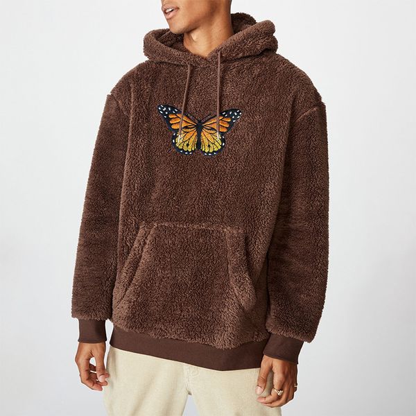 

new style embroidery plus size 3xl fleece hoodies sweatshirts plush sweater for autumn winter purple brown hoodie, Black