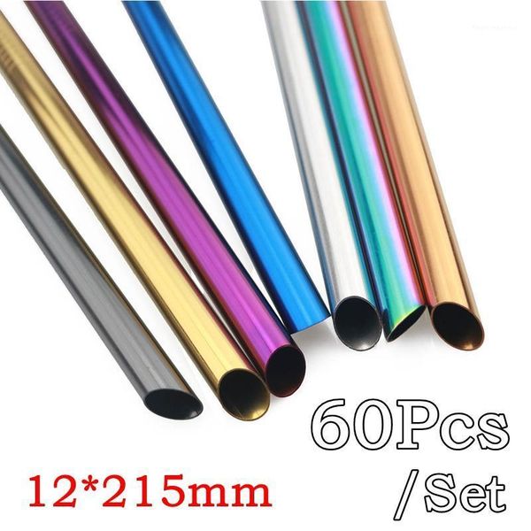 

drinking straws 60pcs 12mm straw reusable metal set sharp bubble tea 304 stainless steel bar pearl milkshake fat1