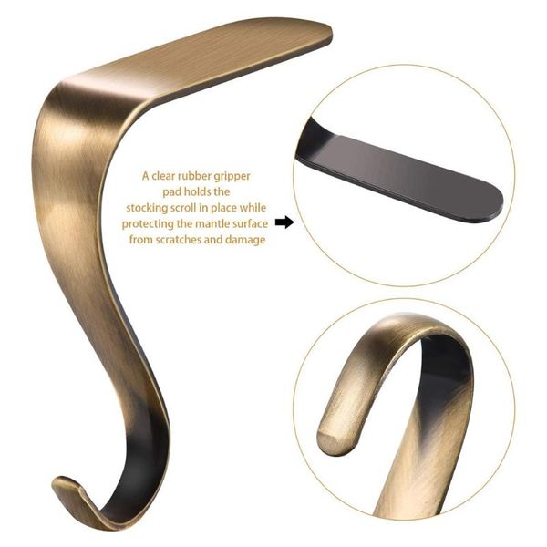 

hooks & rails 1/2pcs christmas stocking holders metal mantel stockings hangers shelf fireplace grips xmas gift golden jewelry hook clips
