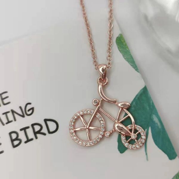 

ladies luxury pendant bicycle necklace fashion clavicle chain, Silver