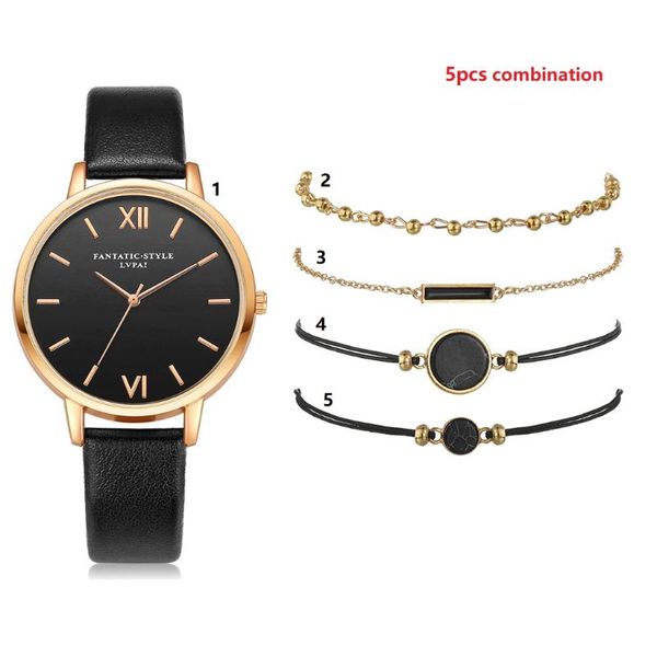 

wristwatches 5pcs pack women's watches luxury bracelet wristwatch watch stainless steel montre femme girl gifts clock sale, Slivery;brown