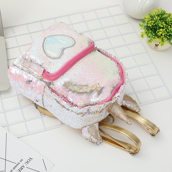

girls sequin mermaid backpacks children large zipper unicorn school bags teenager heart love backpack for women kids travel bags