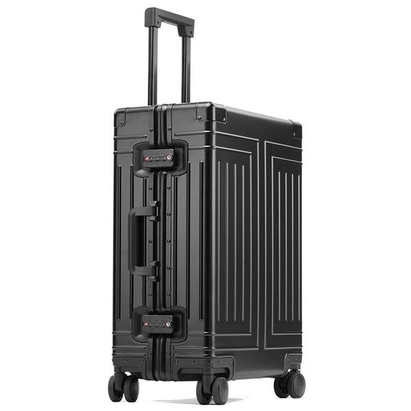 Malas de luxo de alta qualidade 100% alumínio-magnésio bagagem para embarcar na mala de viagem com rodas