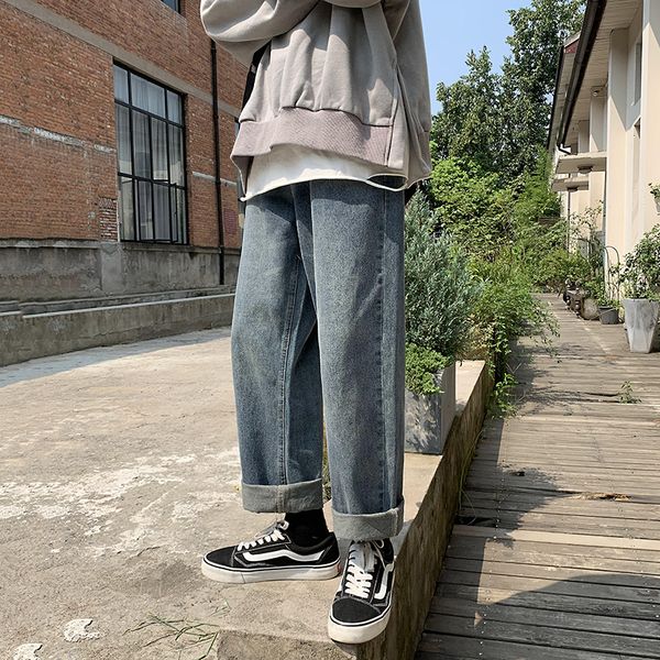 

2021 new autumn men's baggy homme classic style jeans blue color casual pants male biker denim loose trousers plus size s-2xl kpjt