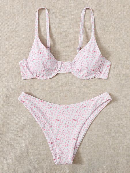 

ditsy floral underwire bikini swimsuit p1d1#, White;black